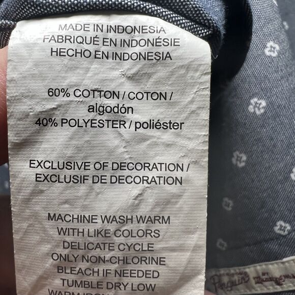 Original Penguin Heritage Slim Fit Button Up Shirt Mens Size S Small Blue Floral - Picture 7 of 9